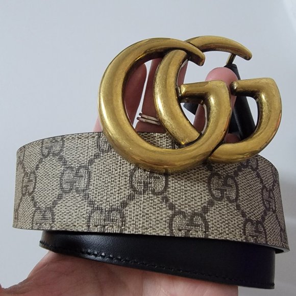 NWOT GUCCI GG belt with Double G Buckle Belt 85 34 Beige/Black main image 5